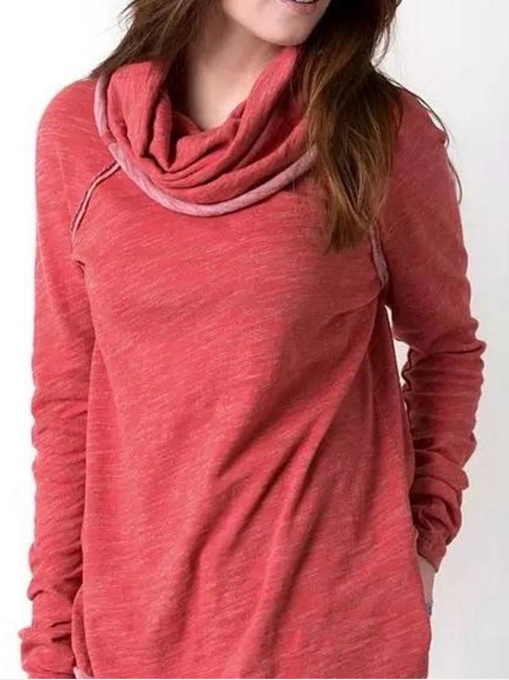 Free People Beach Coral Cowl Neck Pullover Sweater